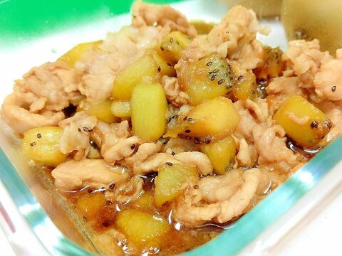 簡単(^^)キウイで柔らか♪豚肉の漬け焼き煮♪